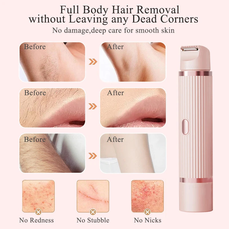 Electric Razors for Women Waterproof Bikini Trimmer Face Shaver for Underarms Legs Ladies Body Trimmer Hair Removal Pink Purple