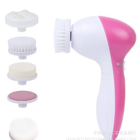 Factory Direct Sales Five-In-One Facial Cleanser Electric Facial Cleanser Facial Brush Facial Cleanser Massage Beauty Instrument Gift