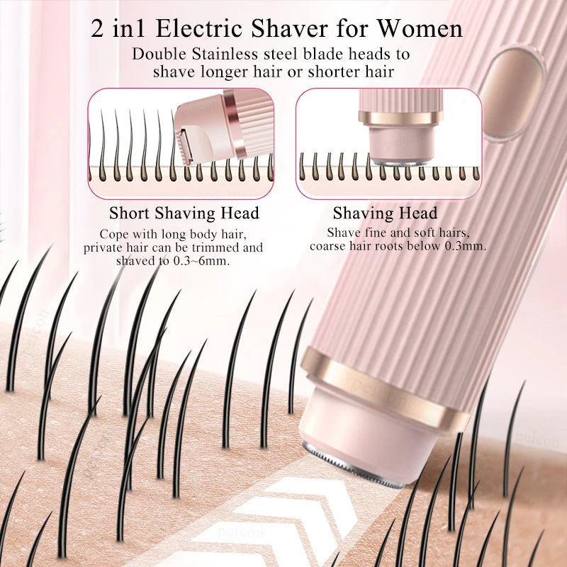 Electric Razors for Women Waterproof  Bikini Trimmer Face Shaver for Underarms Legs Ladies Body Trimmer Hair Removal Pink Purple