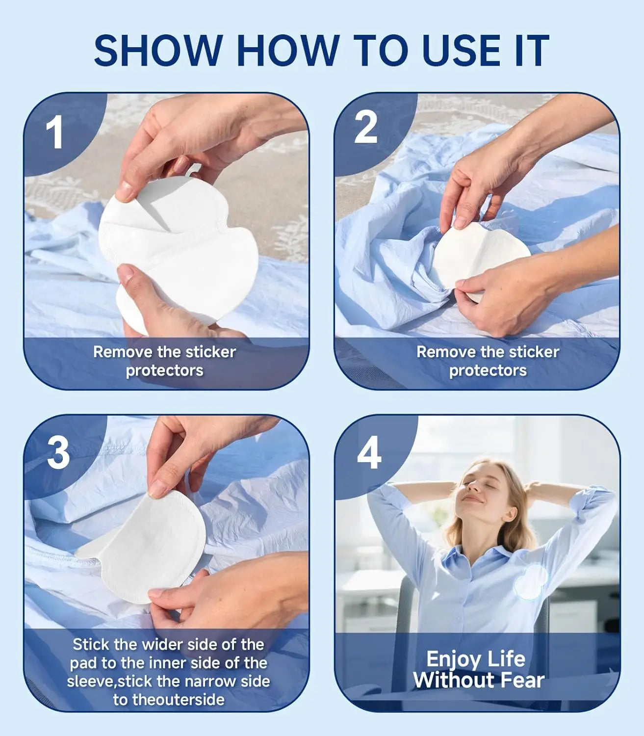 10-80Pcs Underarm Sweat Pads for Women and Men Fight Hyperhidrosis Comfortable Unflavored Non Visible Extra Adhesive Disposable