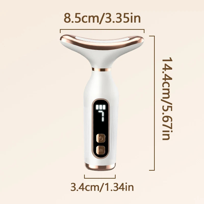 Portable 7 Colors LED Light Therapy Face Neck Massager 3 Gears Adjustable Gentle Vibration Anti Wrinkle Skin Tightening Lifting